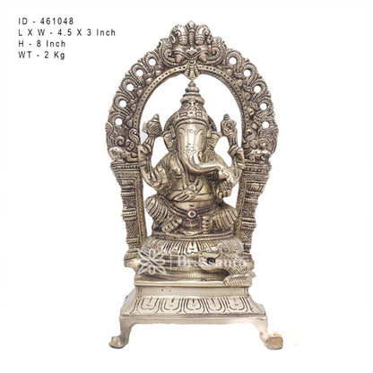 Brass Ganesha Statue For Home Decor And Gift Item Weight 2 Kg And Height 8 Inches