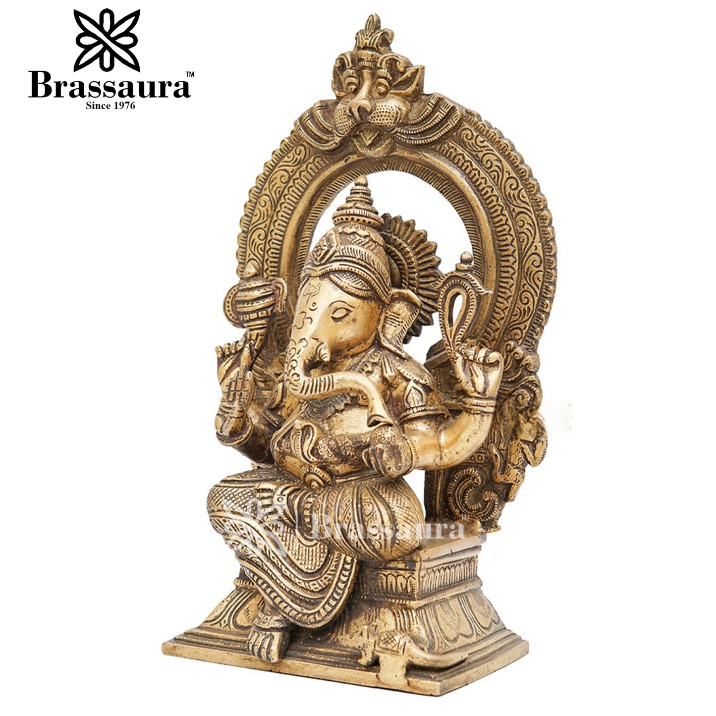 Brassaura™ Brass Ganesha Idol for Home and Decor | Weight 4.5 Kgs | Height 12 Inches
