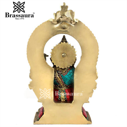 Brassaura™ Brass Gem Stone Work Ganesha Idol for Home and Decor | Weight 4.8 Kgs | Height 12 Inches