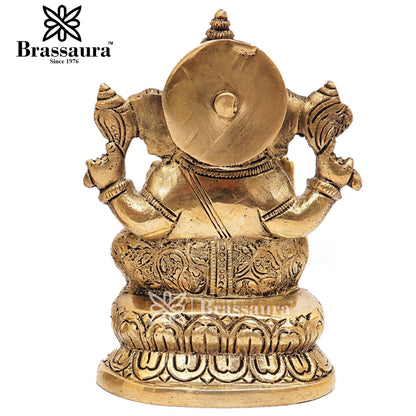 Brass Ganesha Statue For Home Decor And Gift Item Weight 1 Kg And Height 5 Inches