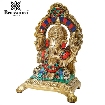 Brassaura™ Brass Ganesha Idol for Home and Decor | Weight 1.5 Kgs | Height 6 Inches