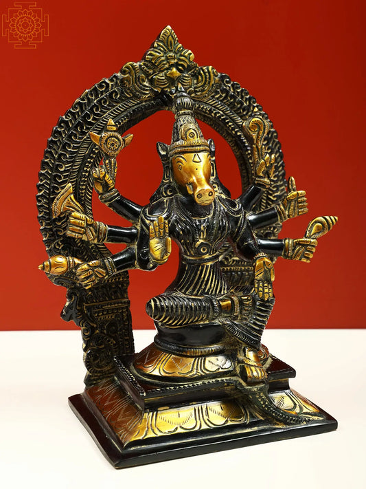 Estátua de Javali Varaha de Bronze Brassaura® | Altura 20,5 cm e Peso 2,39 kg