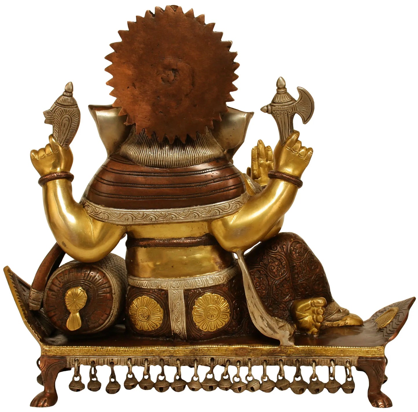 Brassaura™ Reclining Lord Ganesha on Chowki | Pure Brass Seated Idol | Height 16 Inches