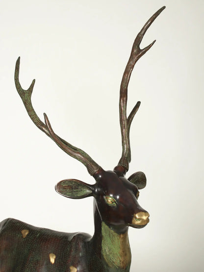 ब्रासुरा® बड़े हिरण के पीतल के मूर्तियों का जोड़ा | शुद्ध पीतल | ऊँचाई 63.8 इंच और वज़न 98.15 किग्रा