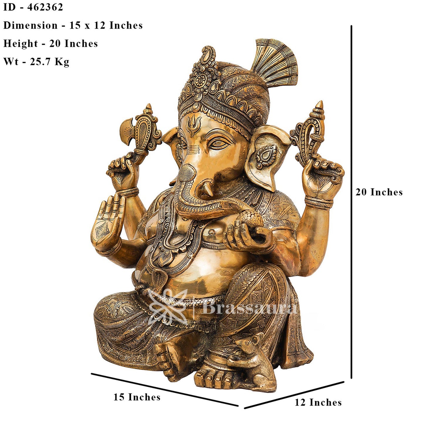 Brassaura™ Brass Ganesha Jhula Idol for Home and Decor | Weight 25.7 Kgs | Height 20 Inches