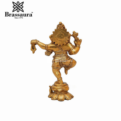 Brass Dancing Ganesha Statue For Home Decor And Gift Item Weight 1 Kg And Height 6.7 Inches