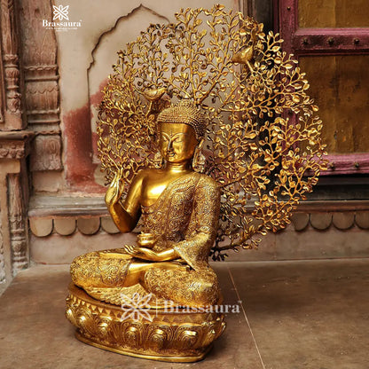 Brass Big Buddha statue for home and decor and gift Item weight 27.3 kg Height 30 inch