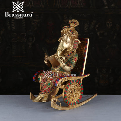 Brassaura™ Brass Ganesha Idol for Home and Decor | Weight 12.5 Kgs | Height 17 Inches