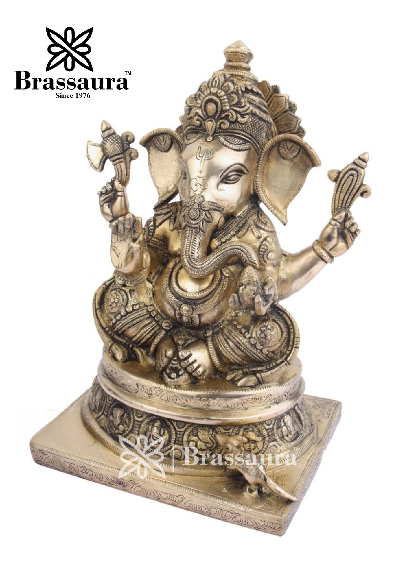 Brass Ganesha Statue For Home Decor And Gift Item Weight 11 Kg And Height 13 Inch