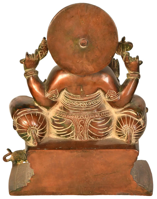 Brassaura™ Lord Ganesha Seated in Easy Posture | Brass with Multicolor Inlay | Height 8 Inches & Weight 4.10 kgs