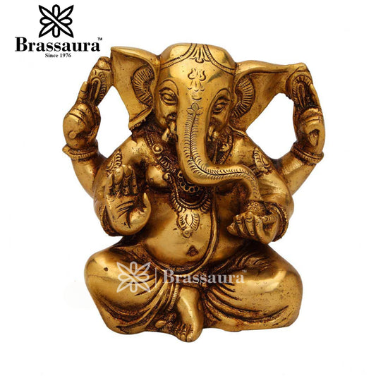 Brass Ganesha Statue For Home Decor Weight 1.7 Kg And Height 5 Inch