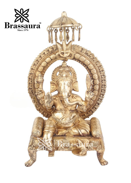 Brass Ganesha Statue For Home Decor And Gift Item Weight 8.5 Kg And Height 18 Inch