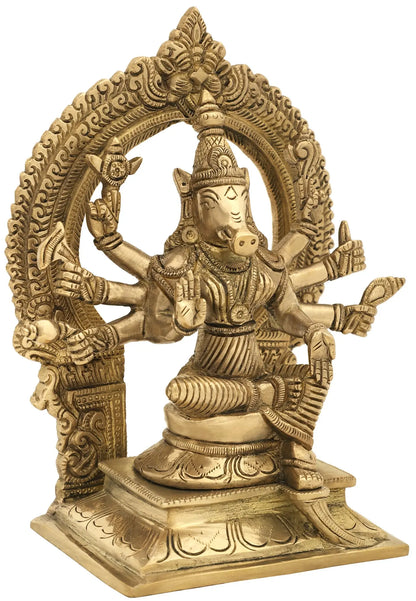 Brassaura® Brass Varaha Statue | Height 8.07 Inches & Weight 2.39 kg
