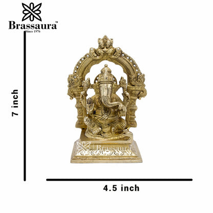 Brassaura™ Brass Ganesha Idol for Home and Decor | Weight 1.5 Kgs | Height 7 Inches