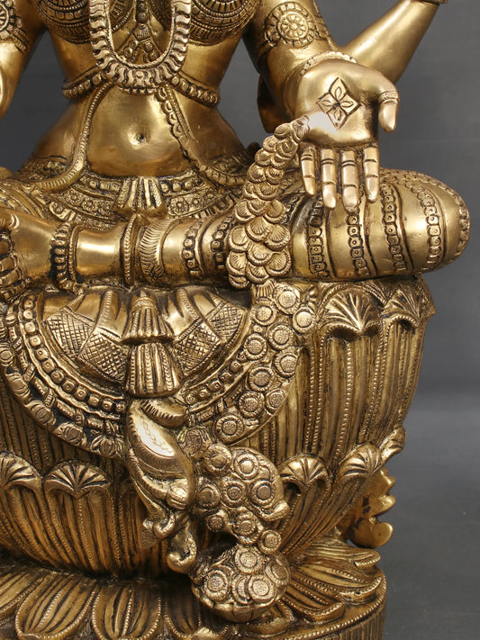 Brassaura® Brass Laxmi Statue | Height 25.00 Inches & Weight 26.30 kg