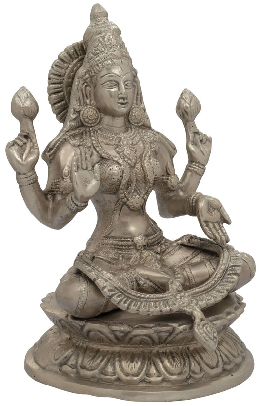 Brassaura® Four-Armed Goddess Lakshmi in Abhaya Mudra | Brass Statue | Height 9.6 Inches & Weight 3.10 kgs