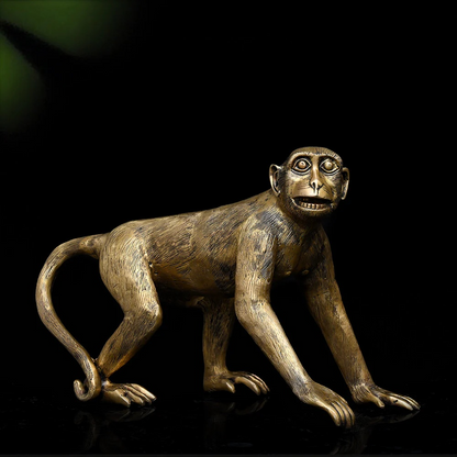 Brassaura® Handcrafted Brass Monkey Sculpture | Antique Gold Finish | Length 22 Inches & Weight 13.1 Kgs