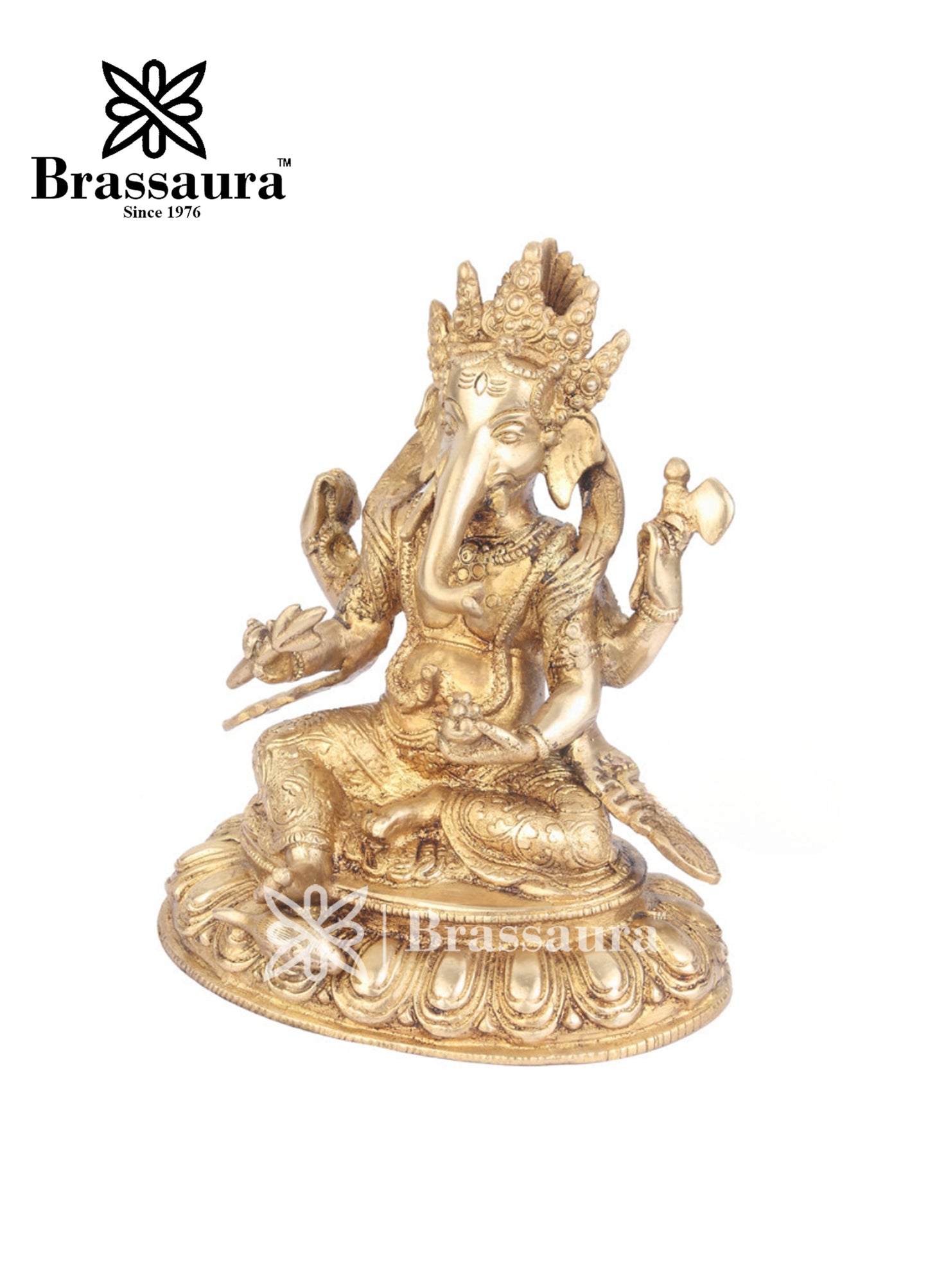 Brass Ganesha Statue For Home Decor And Gift Item Weight 2.5 Kg And Height 8 Inch