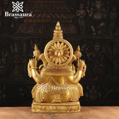 Brassaura™ Brass Ganesha Idol for Home and Decor | Weight 23 Kgs | Height 20 Inches