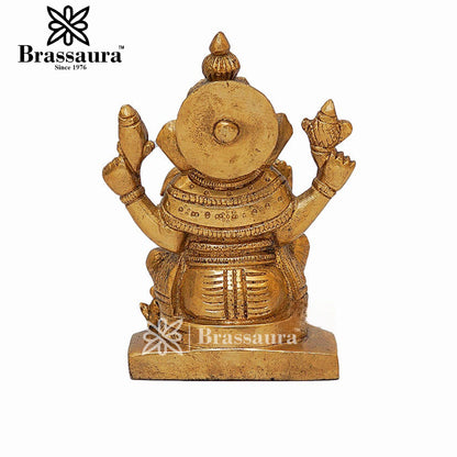 Brass Ganesha Statue For Home Decor And Gift Item Weight 1.1 Kg And Height 5.2 Inches