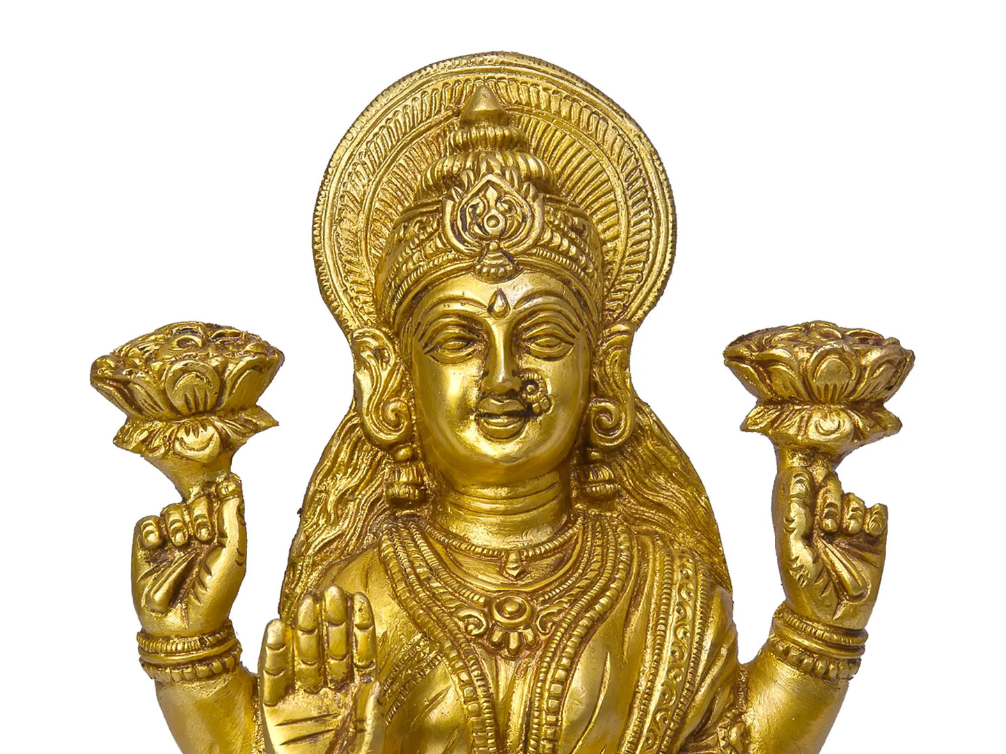 Brassaura® Brass Lakshmi Maa Statue | Height 8.07 Inches & Weight 2.90 kg