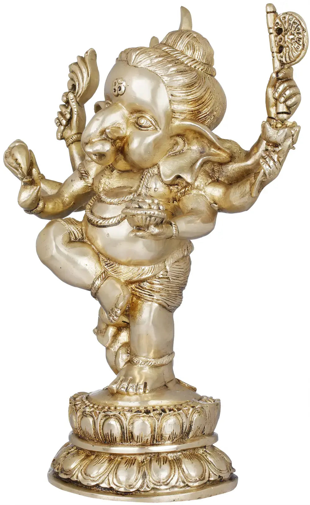 ब्रासौर™ षड्भुजीय नृत्यरत् बाल गणेश पीतल की प्रतिमा | ऊँचाई 15.5 इंच और वज़न 8.70 किलोग्राम