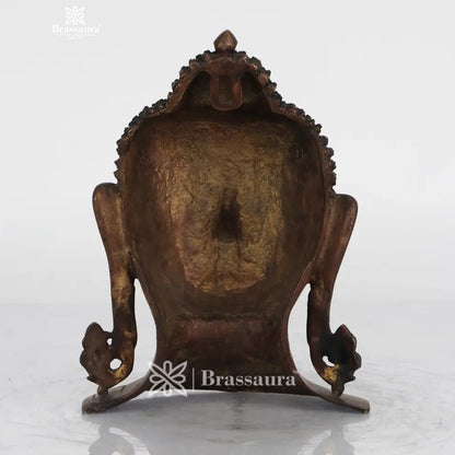 Brassaura® Copper Gold Buddha Head | Pure Superfine Brass Handcrafted Murti | Brass Statue for Home Temple, Pooja Room | Height 11 Inches | Weight 3.1 Kg