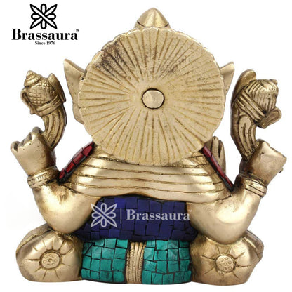 Brass Ganesha Statue For Home Decor And Gift Item Weight 1.8 Kg And Height 7 Inch