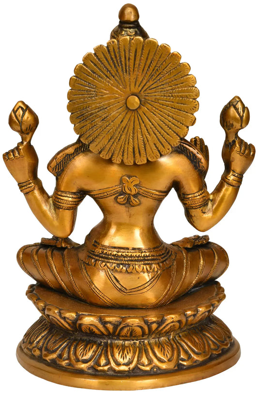 Brassaura® Four-Armed Goddess Lakshmi in Abhaya Mudra | Brass Statue | Height 9.6 Inches & Weight 3.10 kgs