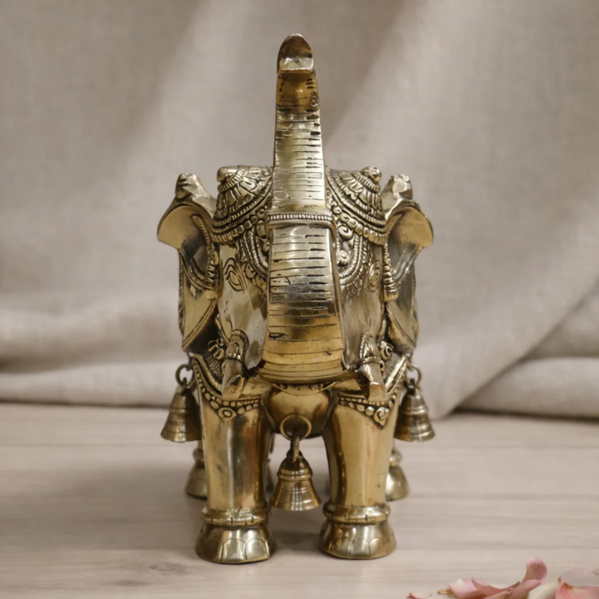 Brassaura® Royal Elephant Standing Statue with Polished Finish | Pure Superfine Brass Handcrafted Murti | Brass Statue for Home Temple, Pooja Room | Height 11.5 Inches | Weight 11.670 Kgs