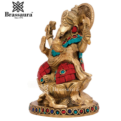 Brass Ganesha Statue For Home Decor And Gift Item Weight 1 Kg And Height 5 Inch