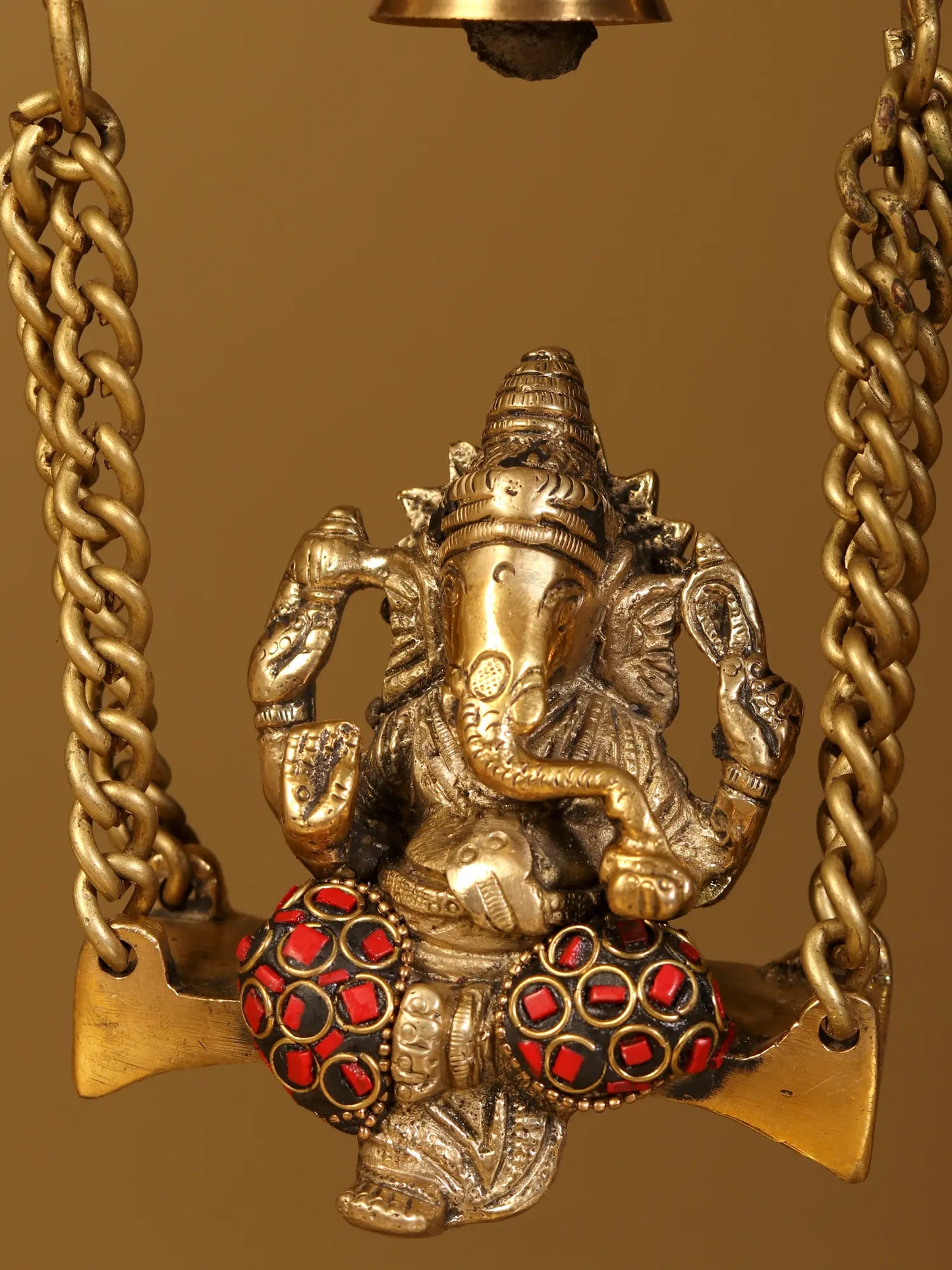 Brassaura™ Brass Lord Ganesha Jhula Idol | Height 14 Inches & Weight 2.69 kgs