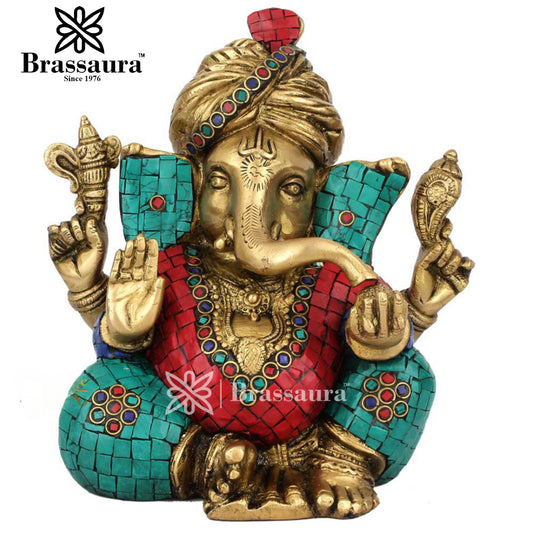 Brass Ganesha Statue For Home Decor And Gift Item Weight 4 Kg And Height 8.5 Inch