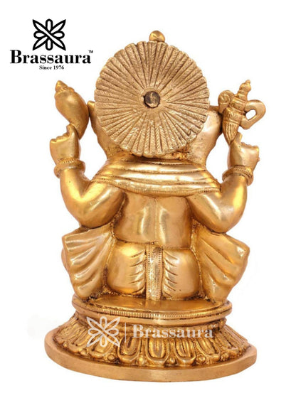 Brass Ganesha Statue For Home Decor And Gift Item Weight 2.8 Kg And Height 8 Inch
