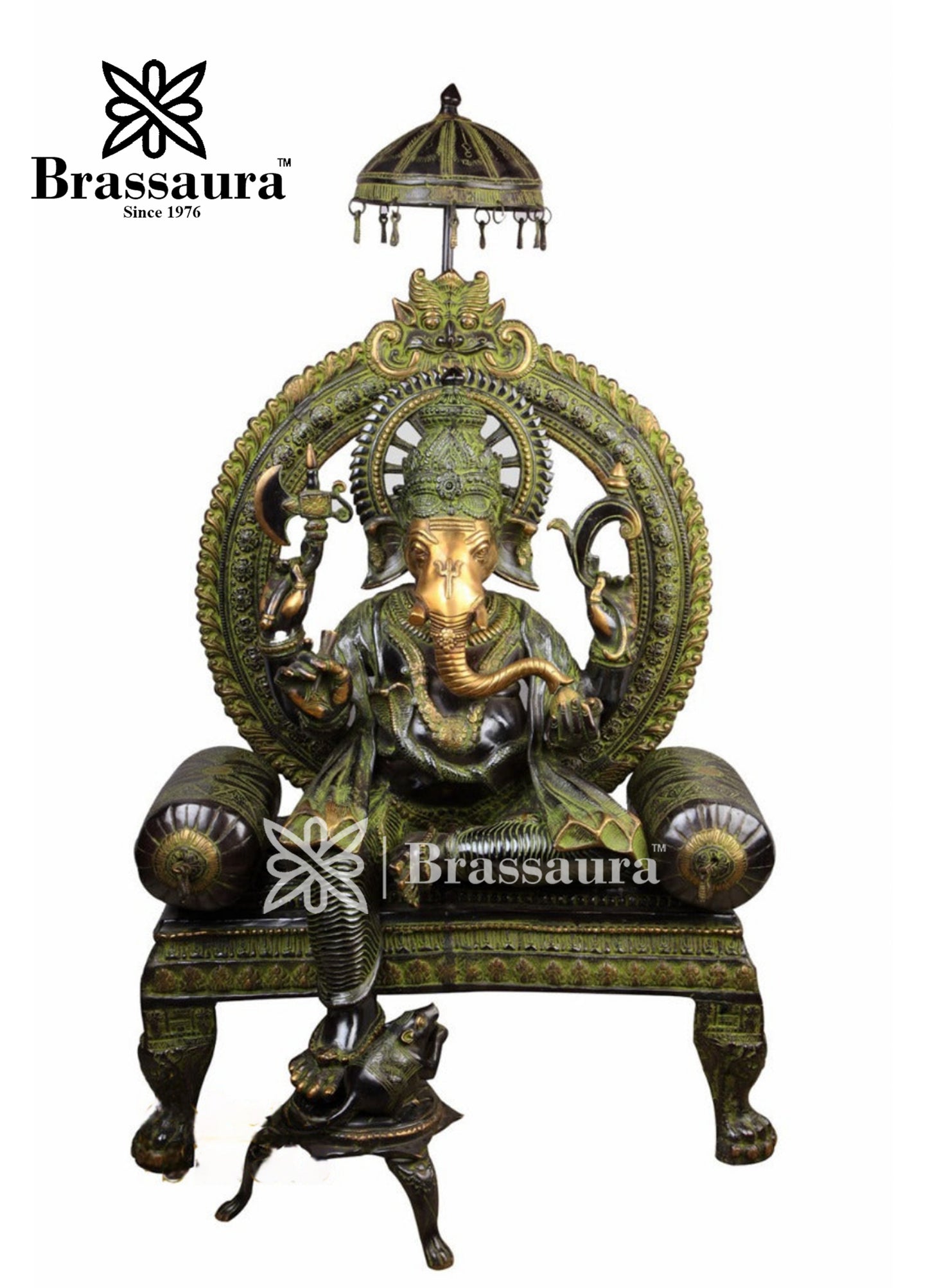 Brass Ganesha Statue For Home Decor And Gift Item Weight 88 Kg And Height 46 Inch