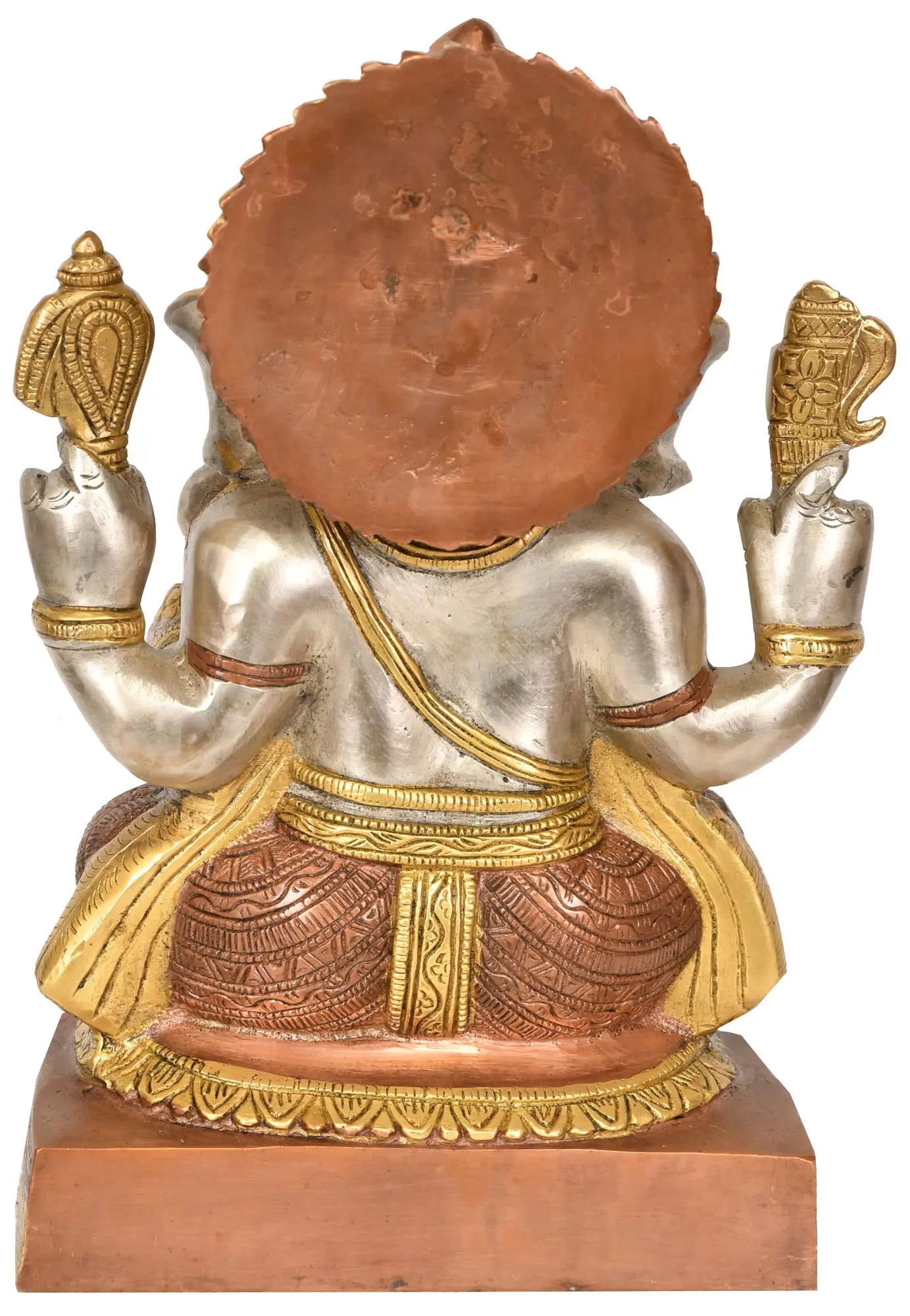 ब्रासौहरा™ बैठे हुए भगवान गणेश की पीतल की मूर्ति दोहरे रंग में | ऊँचाई 10.4 इंच और वज़न 5.71 किलोग्राम