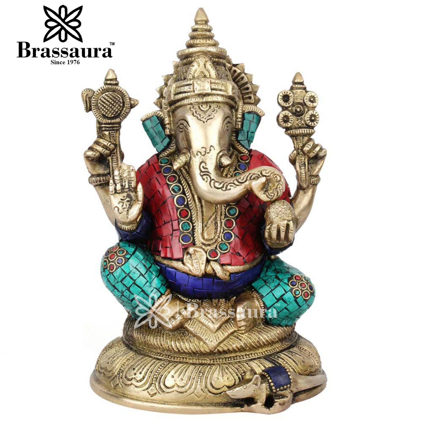Brass Ganesha Statue For Home Decor And Gift Item Weight 2.3 Kg And Height 8.5 Inch