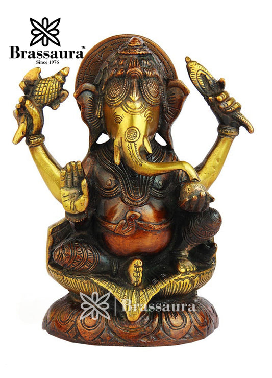 Brass Ganesha Statue For Home Decor Weight 2 Kg And Height 7 Inch