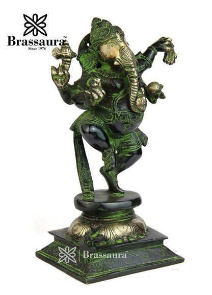 Brass Dancing Ganesh For Home Decor Weight .75 Kg And Height 6 Inch