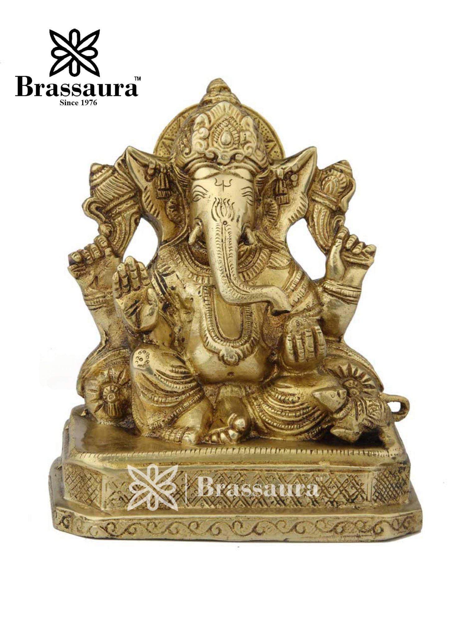 Brass Ganesha Statue For Home Decor And Gift Item Weight 2.5 Kg And Height 8 Inch