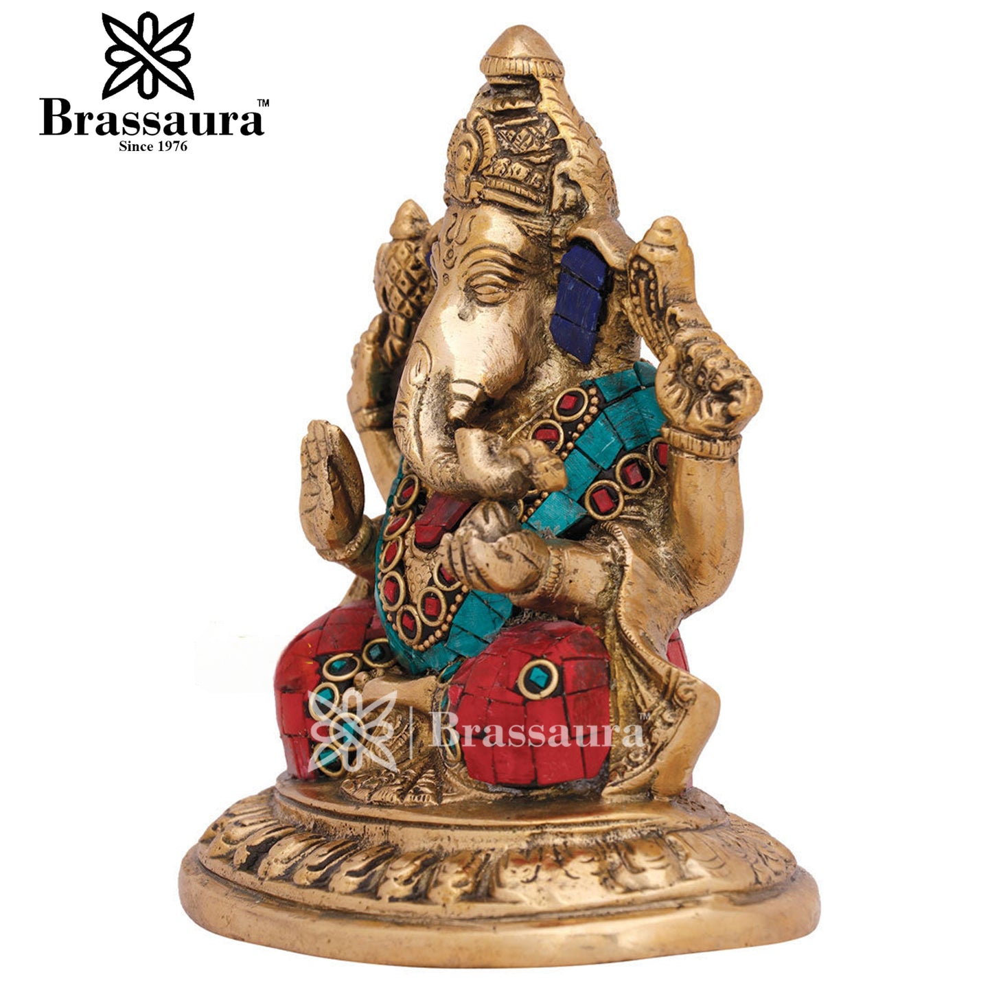 Brass Ganesha Statue For Home Decor And Gift Item Weight 1.3 Kg And Height 6 Inch