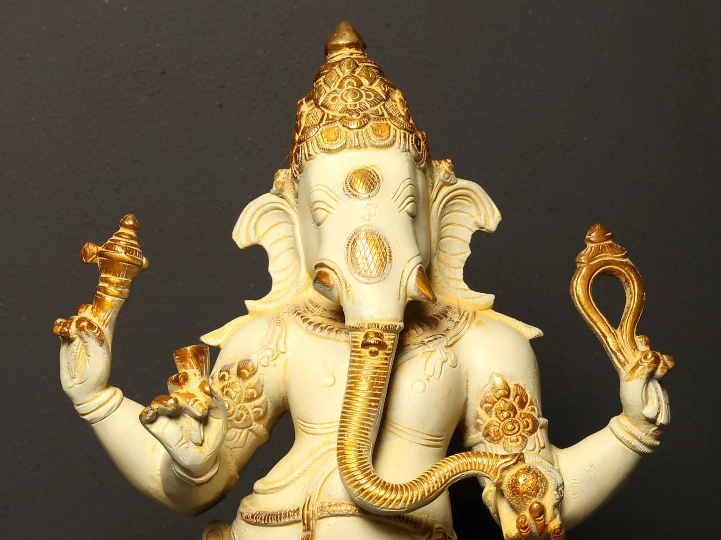 Brassaura™ Colored Standing Lord Ganesha Brass Idol | Height 19.5 Inches & Weight 10.70 kgs
