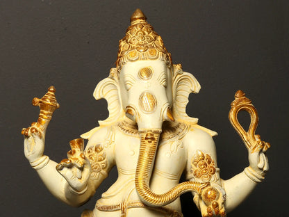 Brassaura™ Colored Standing Lord Ganesha Brass Idol | Height 19.5 Inches & Weight 10.70 kgs