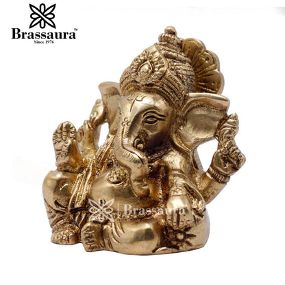 Brass Ganesha Statue For Home Decor And Gift Item Weight .45 Kg And Height 2.5 Inch