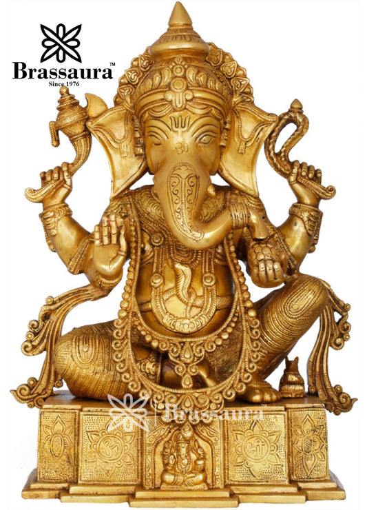 Brass Ganesha Statue For Home Decor And Gift Item Weight 21 Kg And Height 18 Inch