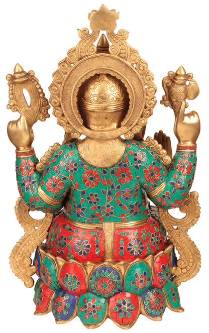 Brassaura™ Beautifully Decorated Lord Ganesha | Brass with Intricate Inlay Work | Height 21 Inches & Weight 24.15 kgs