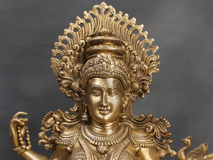 Brassaura® Brass Goddess Saraswati Statue | Height 25 Inches & Weight 29.75 kg