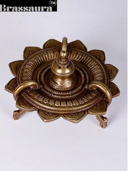 Brassaura™ Lotus Design Brass Dhoop Dani – Height 3.15 inches | Weight 0.55 kgs