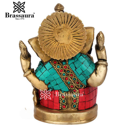 Brass Ganesha Statue For Home Decor And Gift Item Weight 1.3 Kg And Height 5.5 Inch