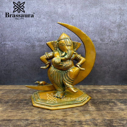 Brass Ganesha Statue For Home Decor And Gift Items Weight 2.5 Kg And Height 9.5 Inches
